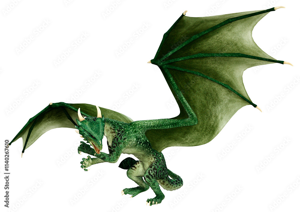 Fototapeta premium 3D Rendering Fairy Tale Dragon on White