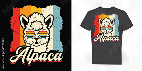 Funny Alpaca Vintage Llama T-shirt Design