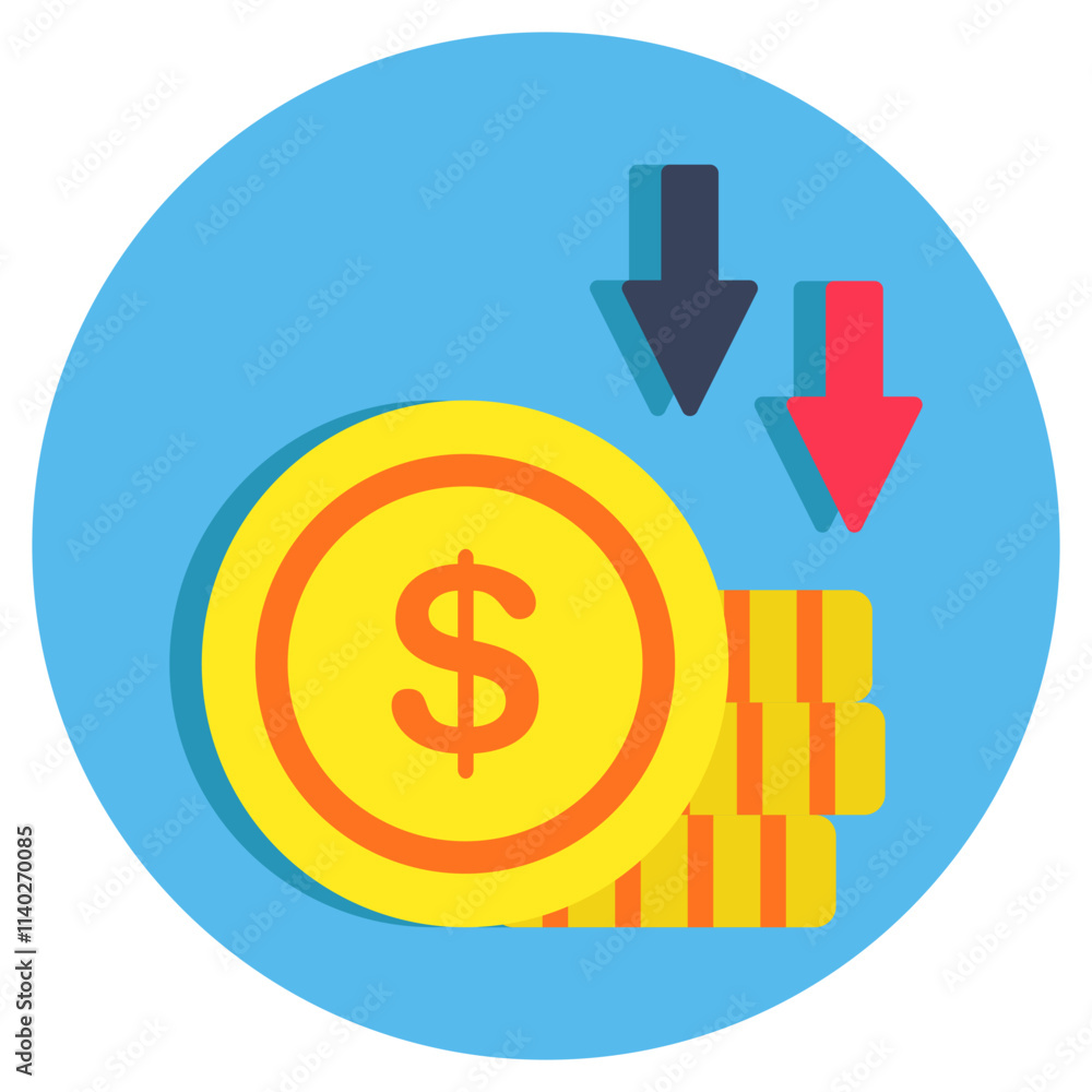 A trendy design icon of deflation A trendy design icon of deflation