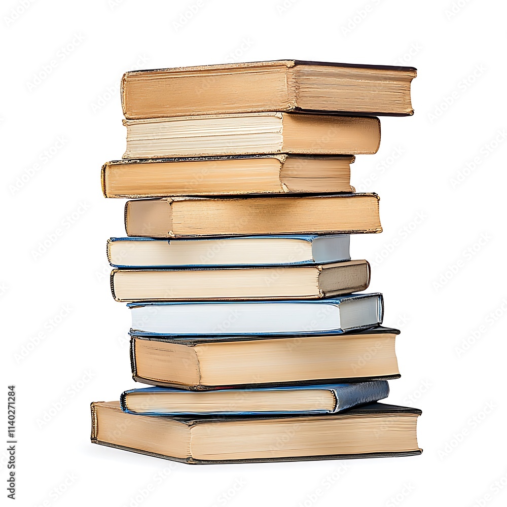 Stack of Clean White Books with Varying Spines and Covers Stack of Clean White Books with Varying Spines and Covers