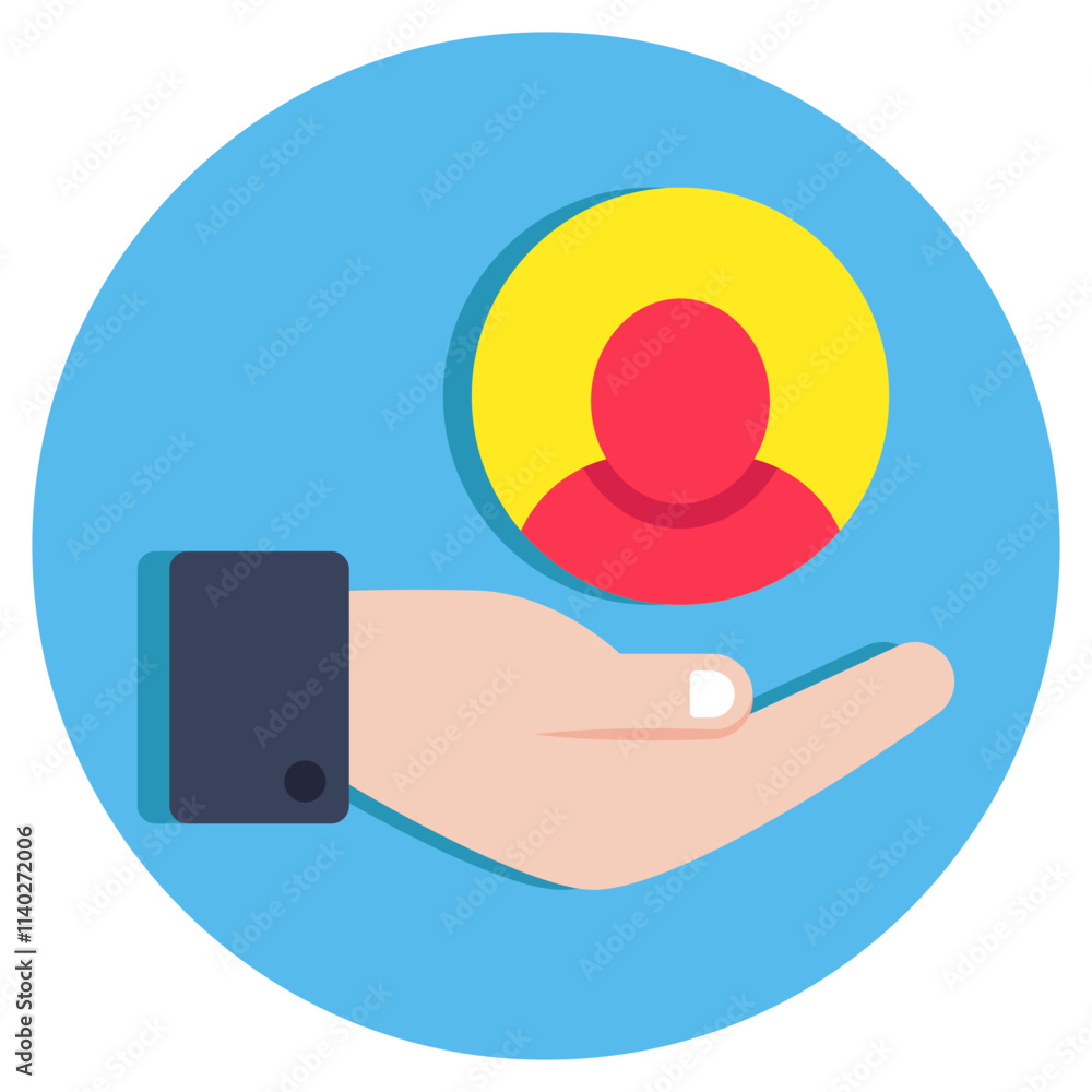 A colored design icon of user care A colored design icon of user care