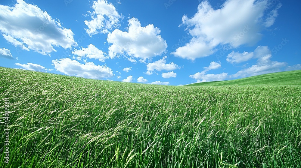 Massive solar power farm under a partly cloudy sky with green grass Stock Photo with side copy space Massive solar power farm under a partly cloudy sky with green grass Stock Photo with side copy space