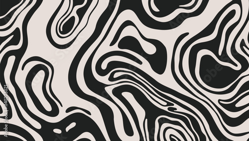 Wavy lines abstract background. Trendy psychedelic retro style backdrop. Waves, swirl and twirl pattern. Twisted distorted vector texture. Y2k aesthetic design