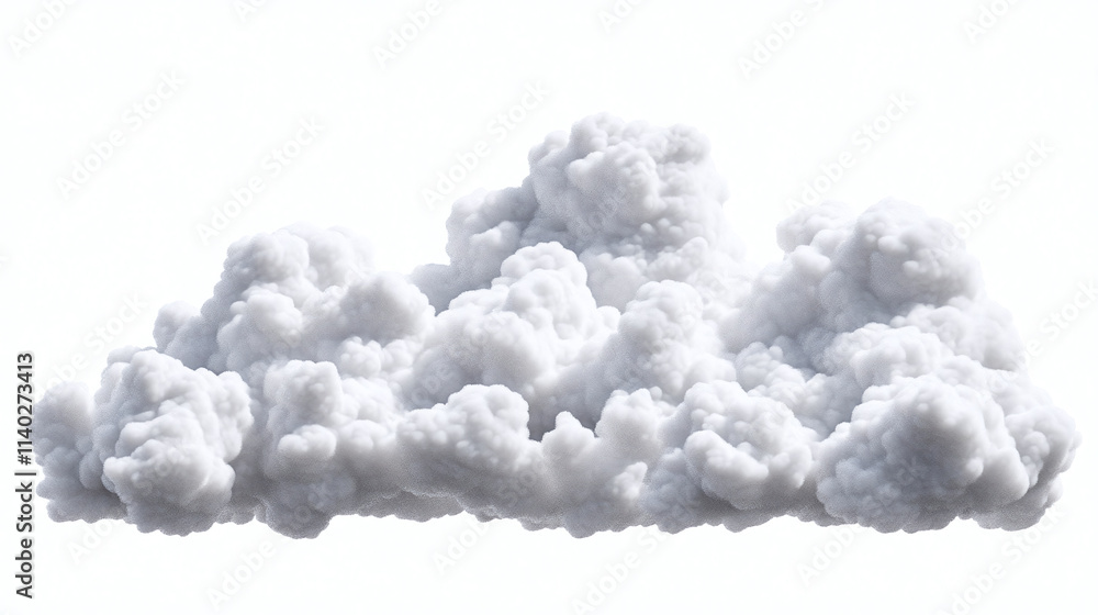 Fluffy Cumulus Cloud Isolated on White Background - 3D Render Fluffy Cumulus Cloud Isolated on White Background - 3D Render