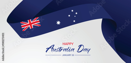 Happy Australia day 26 January flag ribbon vector poster