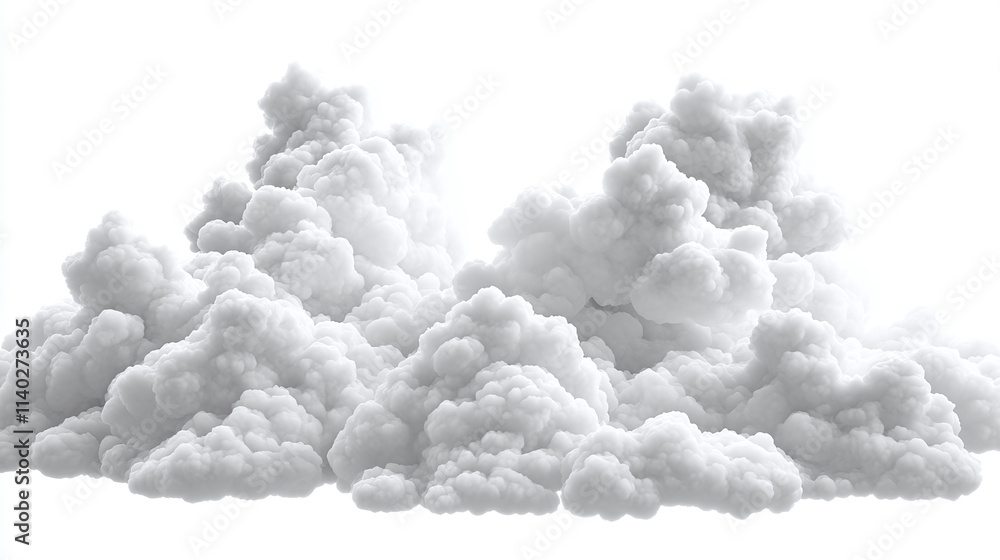 Dramatic Monochrome Cumulus Cloud Formation Isolated on White Background Dramatic Monochrome Cumulus Cloud Formation Isolated on White Background