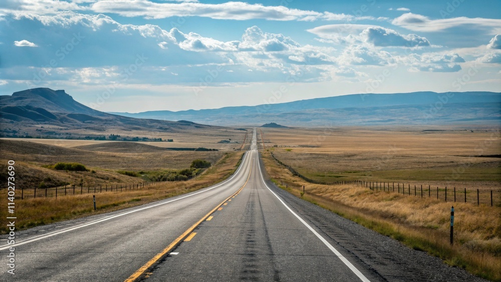 Panoramic Image of a Lonely, Endless Highway. AI generative.
Panoramic Image of a Lonely, Endless Highway. AI generative.