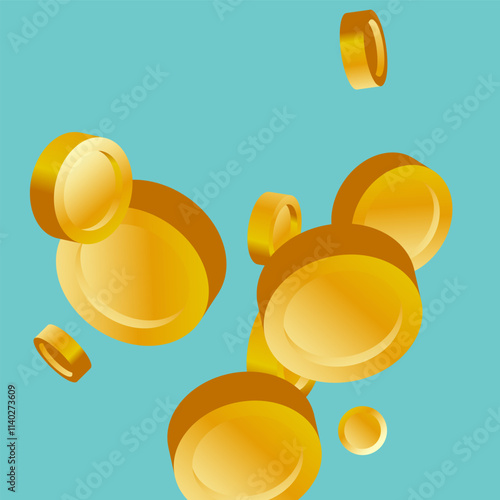 Money Background. Golden Vector Coins Rain. Flying 3d Cash for Casino Business  Banner. Cash Back Illustration. Win in a Lottery Concept Design. Cashback Explosion. Sale Discount Background. 