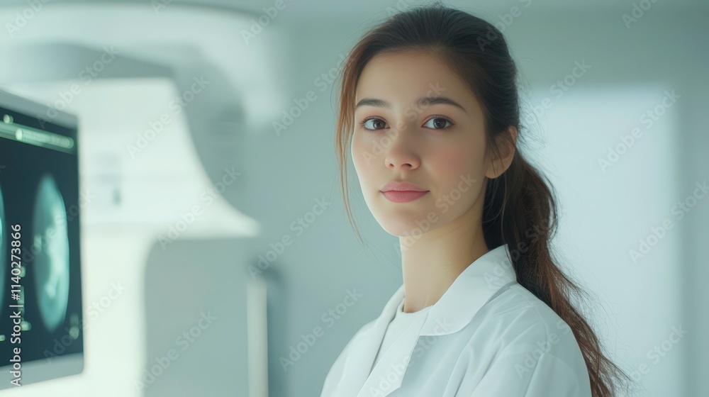 Young medical technician portrait in lab Young medical technician portrait in lab