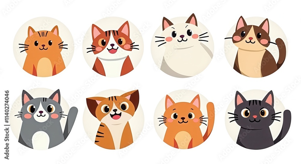 Cute Cat Illustration Set - Adorable Cartoon Kittens Collection for Kids' Projects and Pet Lovers' Designs Cute Cat Illustration Set - Adorable Cartoon Kittens Collection for Kids' Projects and Pet Lovers' Designs
