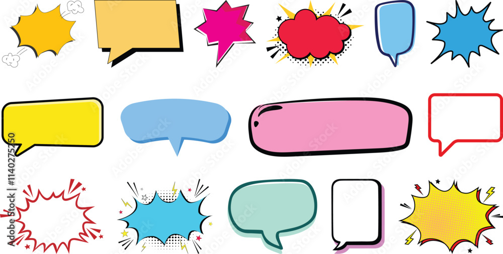 Fototapeta premium Comic speech bubbles set collection,speech, comic, cartoon, talk.