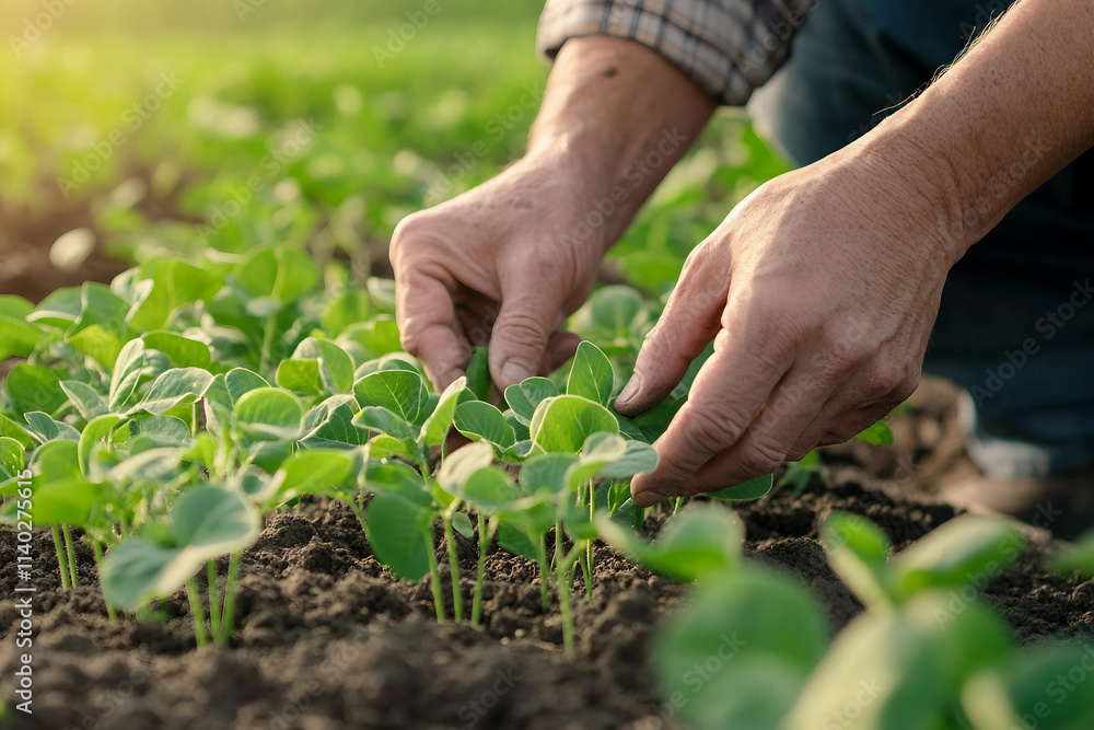 Farmer growing vegetables in a field generative AI Farmer growing vegetables in a field generative AI