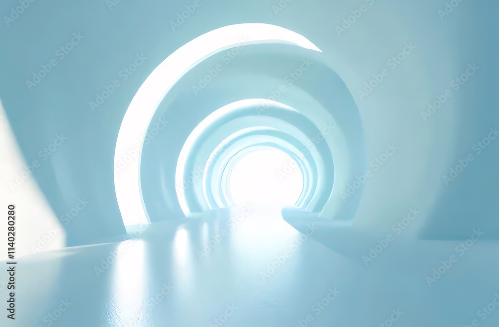Abstract light blue tunnel leading to bright light. Abstract light blue tunnel leading to bright light.