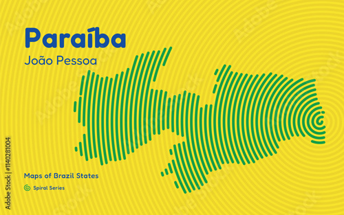 Map of the Brazilian State of Paraíba with João Pessoa as the Center, Circular Spiral pattern. 