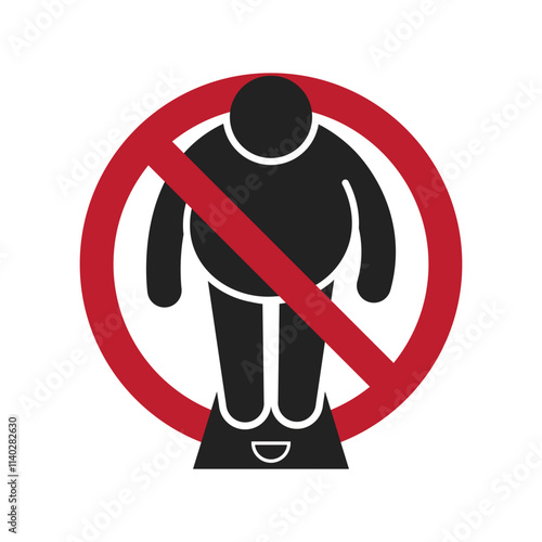 Isolated prohibition sign do not fat, obisity is not allowed, healthy safety sign