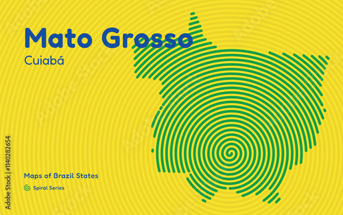 Map of the Brazilian State of Mato Grosso with Cuiabá as the Center, Circular Spiral pattern. 