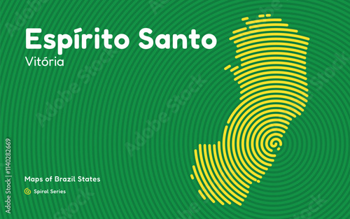 Map of the Brazilian State of Espírito Santo with Vitória as the Center, Circular Spiral pattern. 