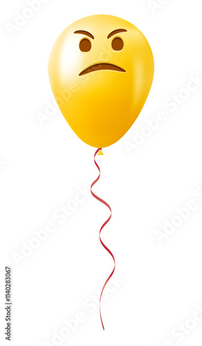 Emoji balloon with an expression of displeasure face Yellow emoji smile
