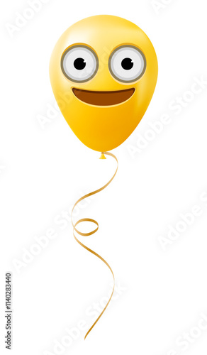 Emoji balloon with big eyes face Yellow emoji smile