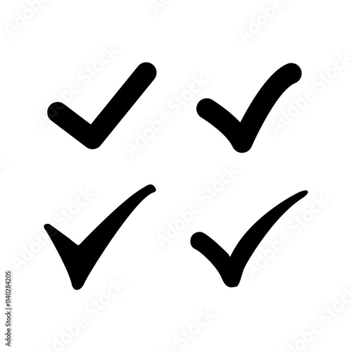 check list icon set. approved symbol, checked checkbox mark, checkmark set, editable line.