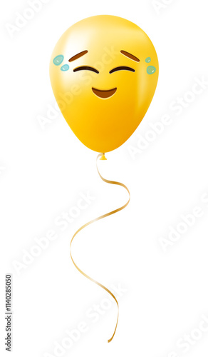 Emoji balloon with happy face with tears Yellow emoji smile