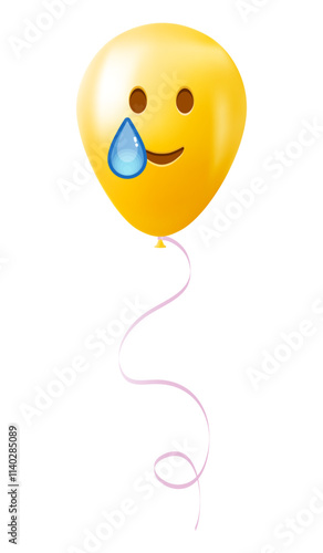 Emoji balloon with happy face with tears Yellow emoji smile