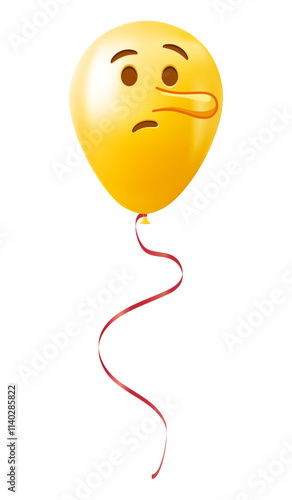 Emoji balloon with lying face Yellow emoji smile