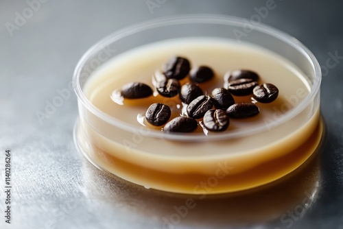 Combine milk with coffee beans photo