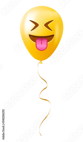 Emoji balloon with protruding tongue and tightly closed eyes face Yellow emoji smile