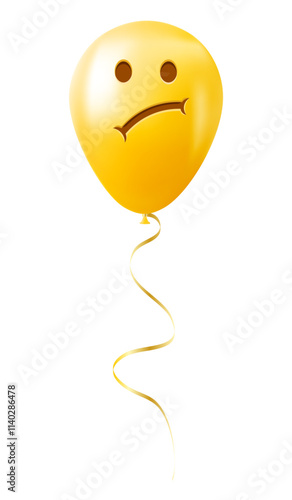 Emoji balloon with sad face Yellow emoji smile