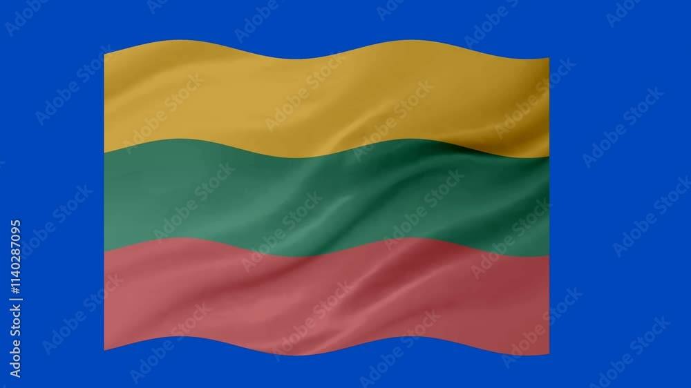 Lithuania waving flag loop animation with glowing 3d shade isolated on blue background Lithuania waving flag loop animation with glowing 3d shade isolated on blue background