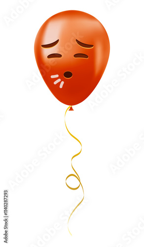 Emoji balloon with sweaty face Red emoji smile
