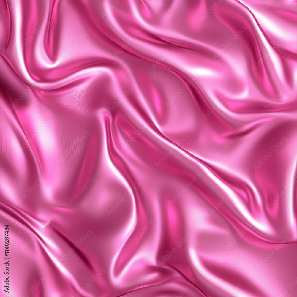 Obraz premium Vibrant pink satin fabric, showcasing smooth folds and elegant texture.