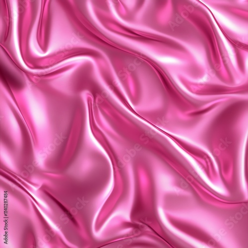 Vibrant pink satin fabric, showcasing smooth folds and elegant texture. photo