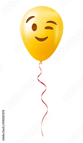 Emoji balloon with winking face Yellow emoji smile