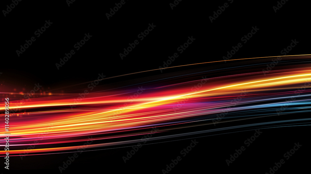 Dynamic Gradient Abstract: Vibrant Horizontal Light Streaks on Black Background. Perfect for Futuristic and Speed-Related Designs. Dynamic Gradient Abstract: Vibrant Horizontal Light Streaks on Black Background. Perfect for Futuristic and Speed-Related Designs.