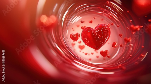 Swirling red hearts a romantic theme in digital abstract art