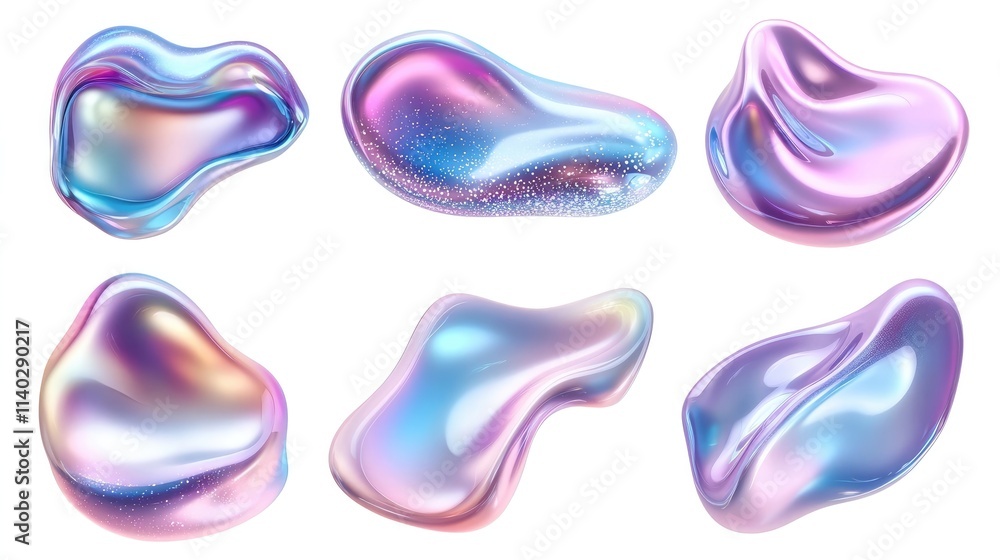 A set of brightly colored rainbow liquid shapes A set of brightly colored rainbow liquid shapes