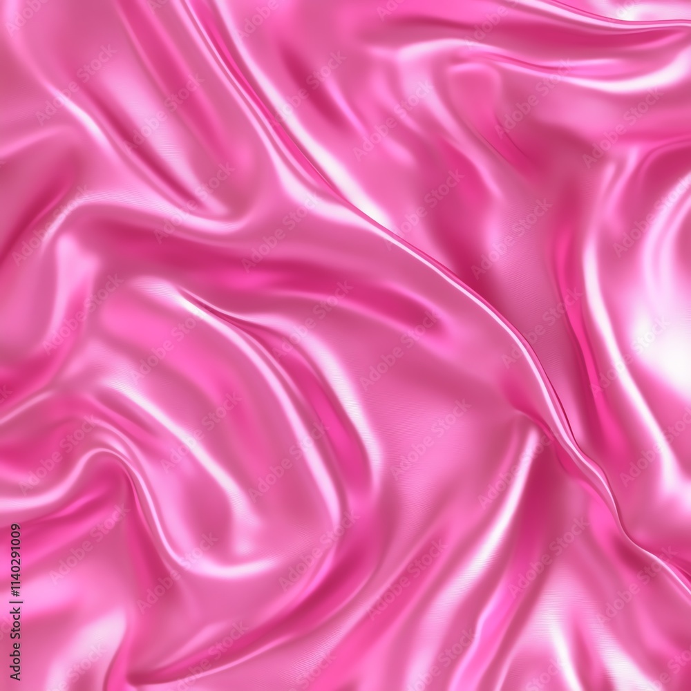 Obraz premium Luxurious pink silk fabric texture with smooth flowing waves, ideal for fashion and design backgrounds.