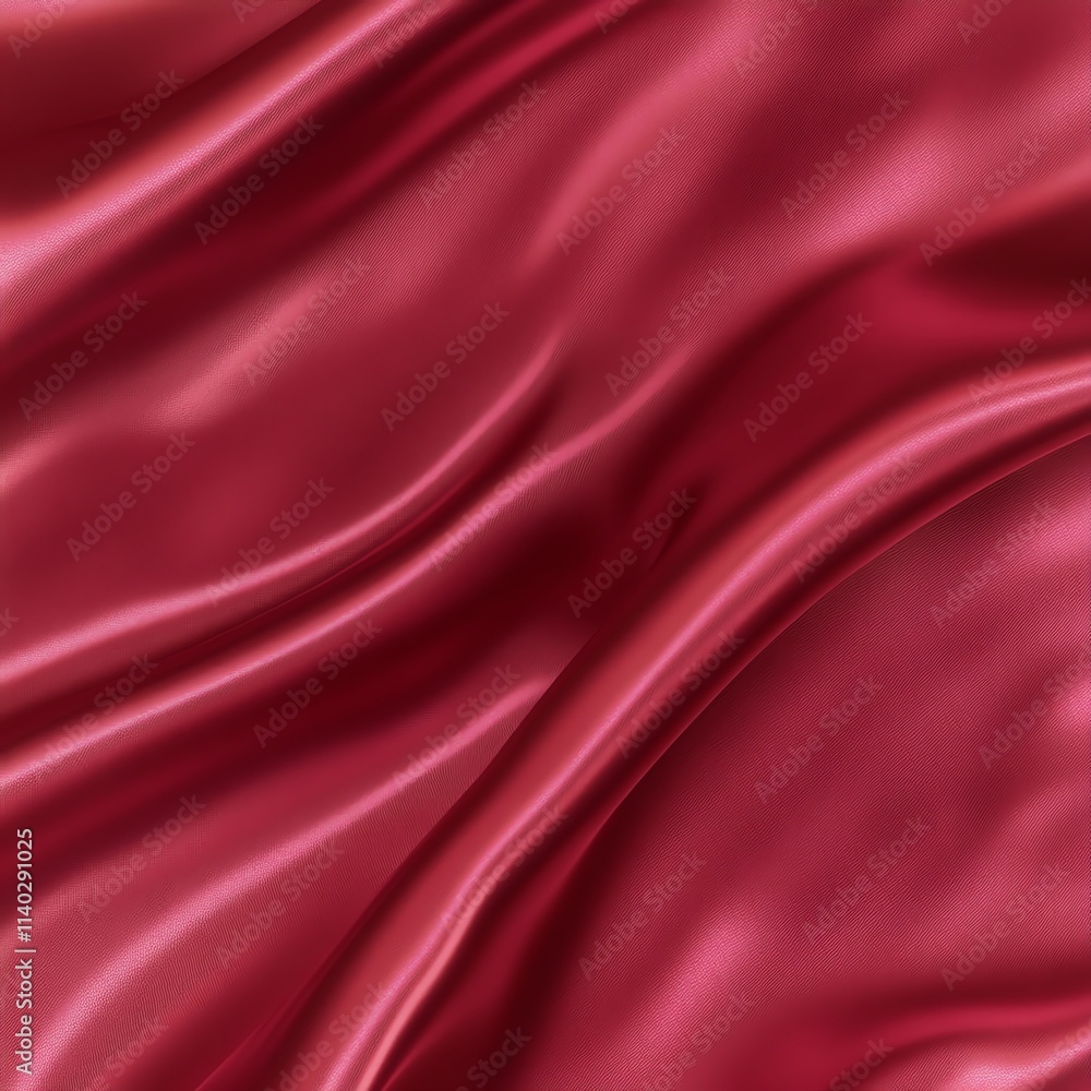 Obraz premium Elegant red silk texture with smooth, flowing waves creating a luxurious and captivating visual effect.
