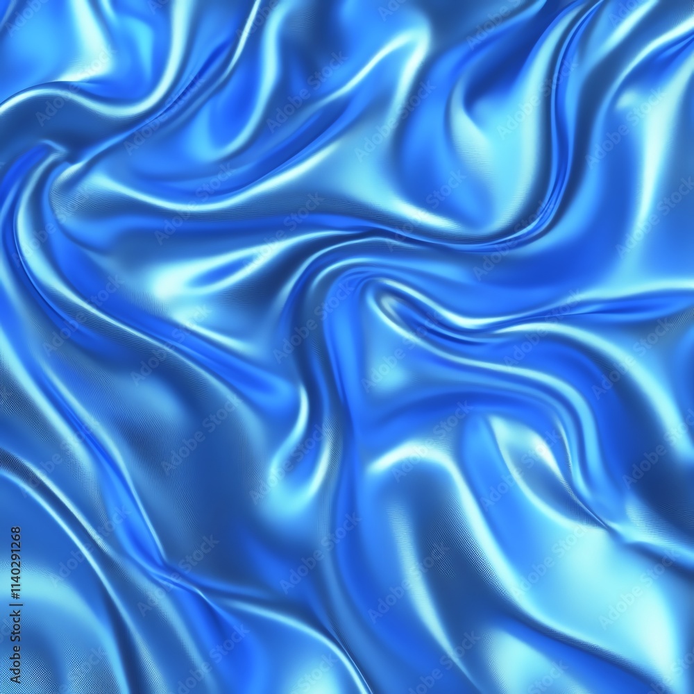 Fototapeta premium Abstract blue silk texture with soft, flowing waves creating a luxurious and elegant background.