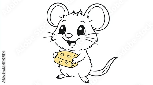 Two cartoon mice are holding a block of cheese. photo