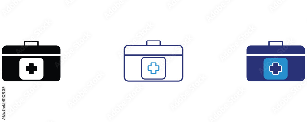 Medical bag icon vector set, medical briefcase icon set, first aid box icon, doctor bag icon vector set isolated on white background. Medical bag icon vector set, medical briefcase icon set, first aid box icon, doctor bag icon vector set isolated on white background.