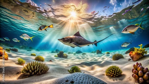 Bull Ray Underwater Perspective: Stunning Ocean Floor Photography photo