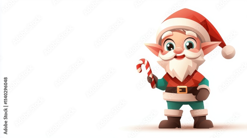 Cute Christmas Elf Holding Candy Cane Cute Christmas Elf Holding Candy Cane