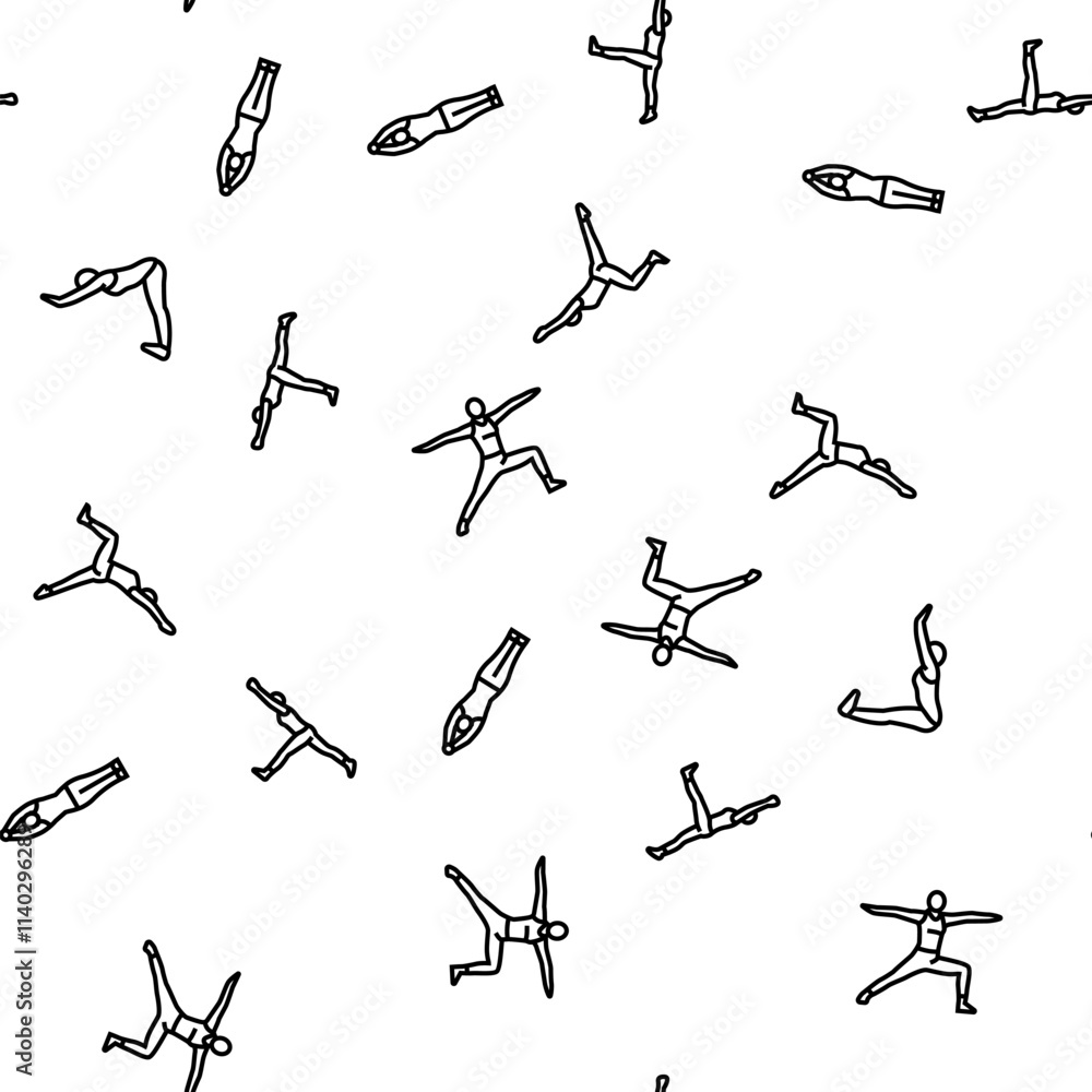 yoga exercises sport health vector seamless pattern thin line illustration yoga exercises sport health vector seamless pattern thin line illustration