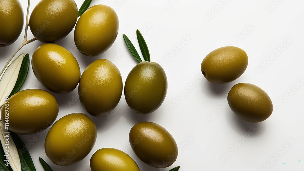 Close-up photo of an olive, white background. Olive oil Close-up photo of an olive, white background. Olive oil
