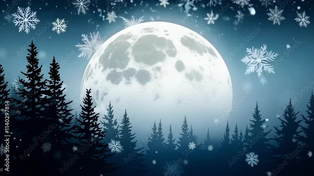 Moonlight Shining Over Snowflakes in a Dark Forest Moonlight Shining Over Snowflakes in a Dark Forest