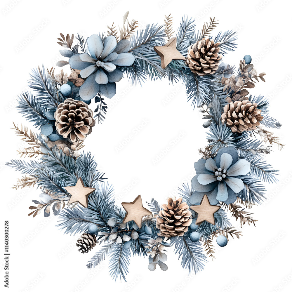 Scandinavian Blue Christmas Clipart Vector Illustration Scandinavian Blue Christmas Clipart Vector Illustration
