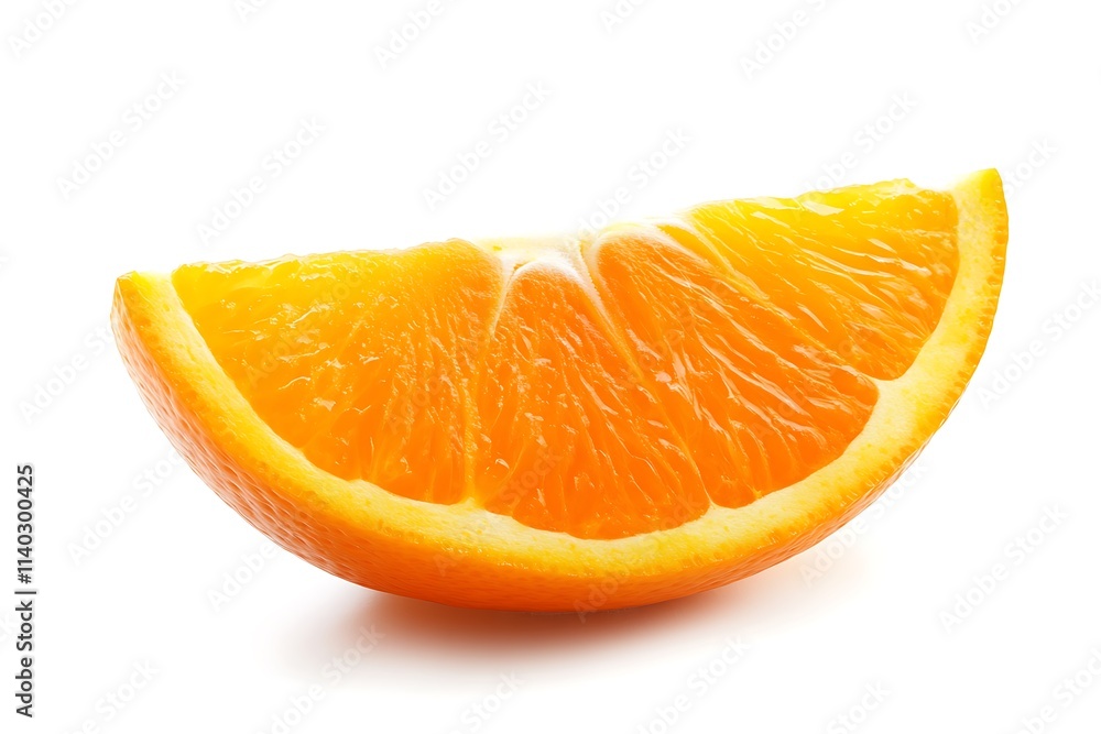 Bright orange slice isolated on white surface